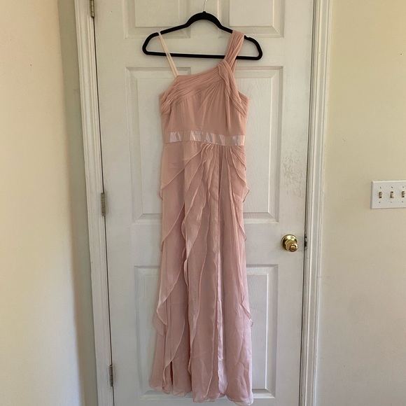 Adriana Papell One Shoulder Ruffled Chiffon Formal Gown - Picture 5 of 8